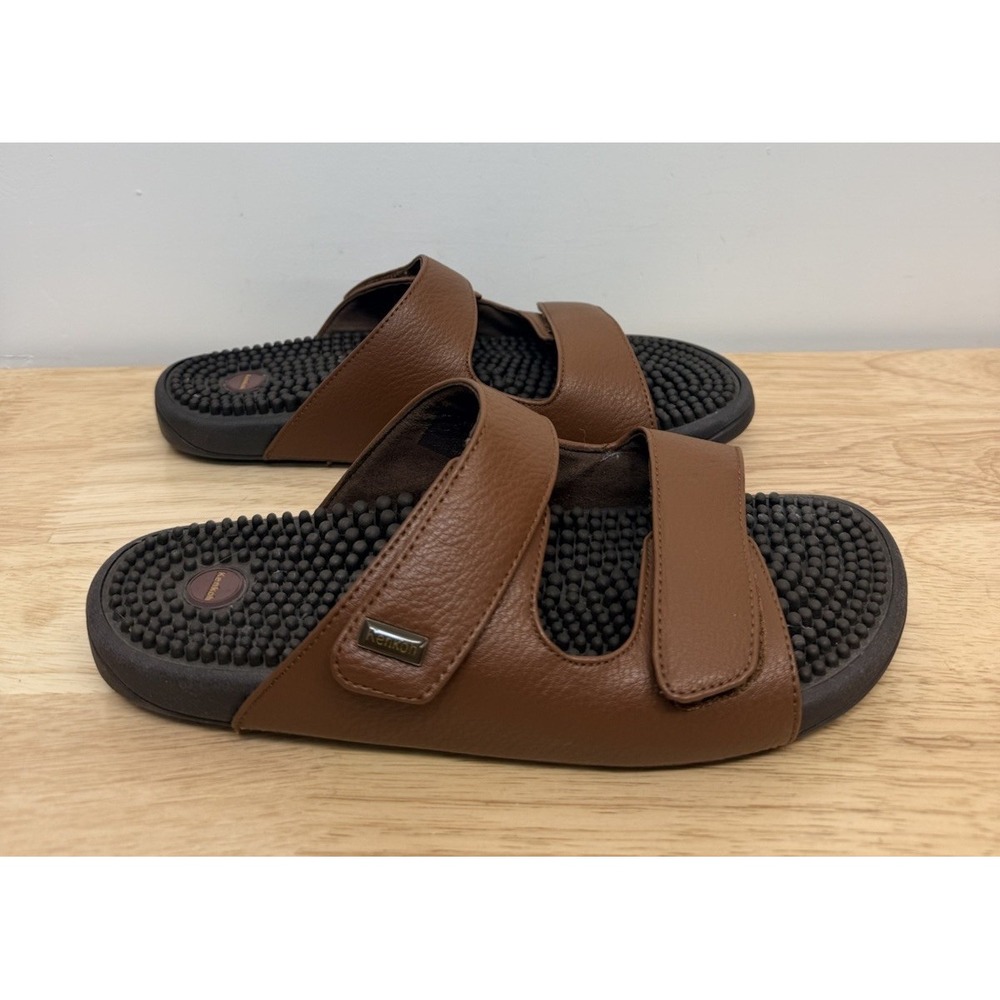 Kenkoh 2319 Women's 9 Massage Sandals Brown Leather Adjustable Slides EU 40 #36